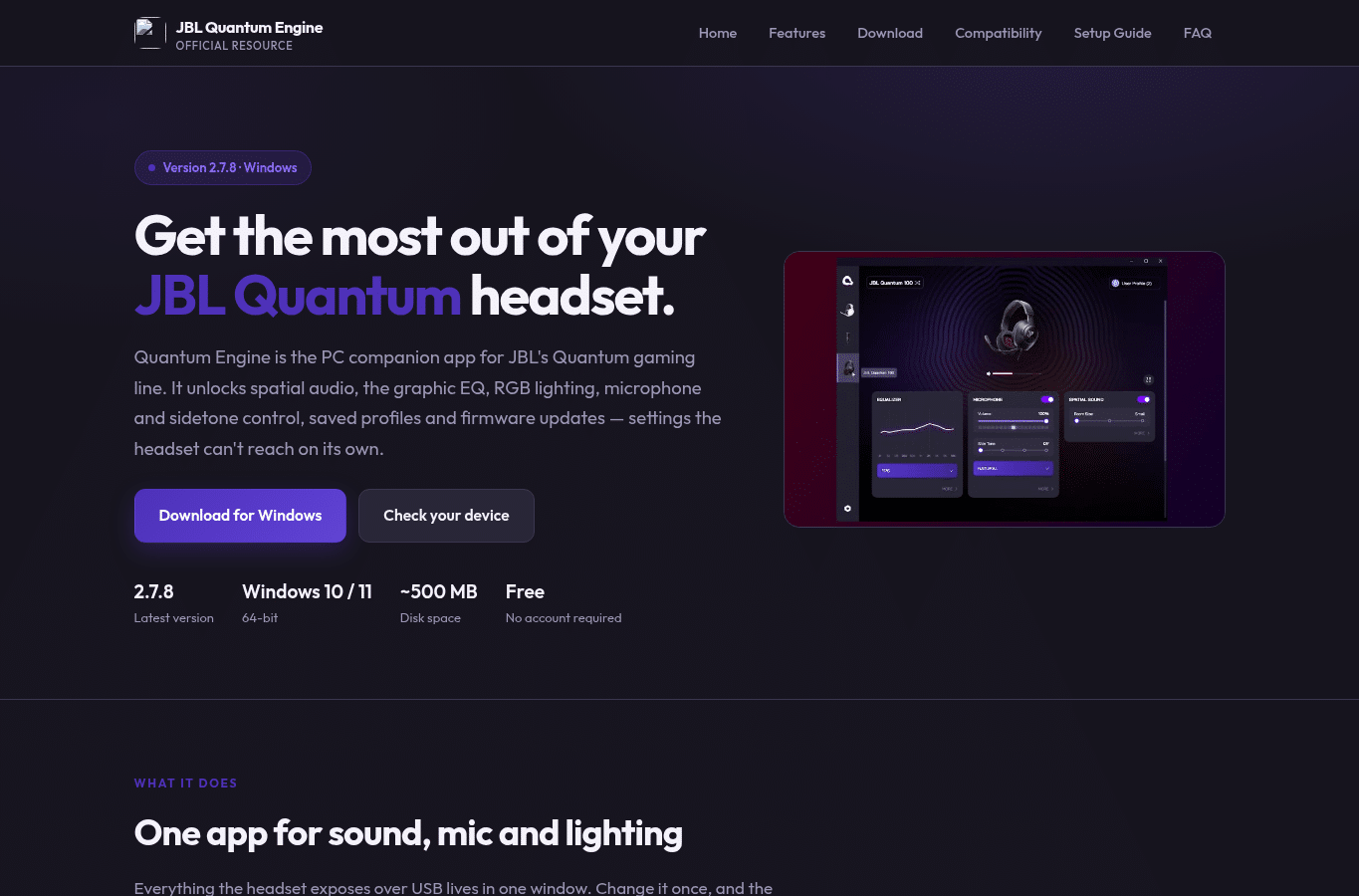 Capture d'écran de jblquantumengine.com