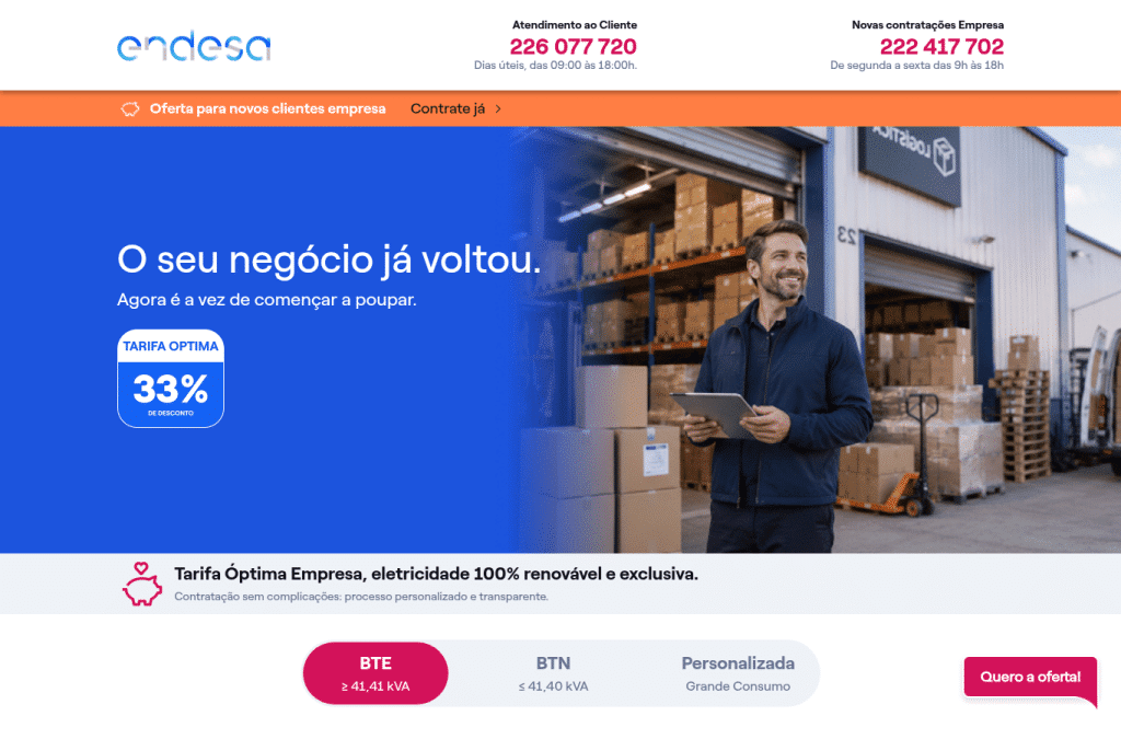 Capture d'écran de luzempresasendesa.pt