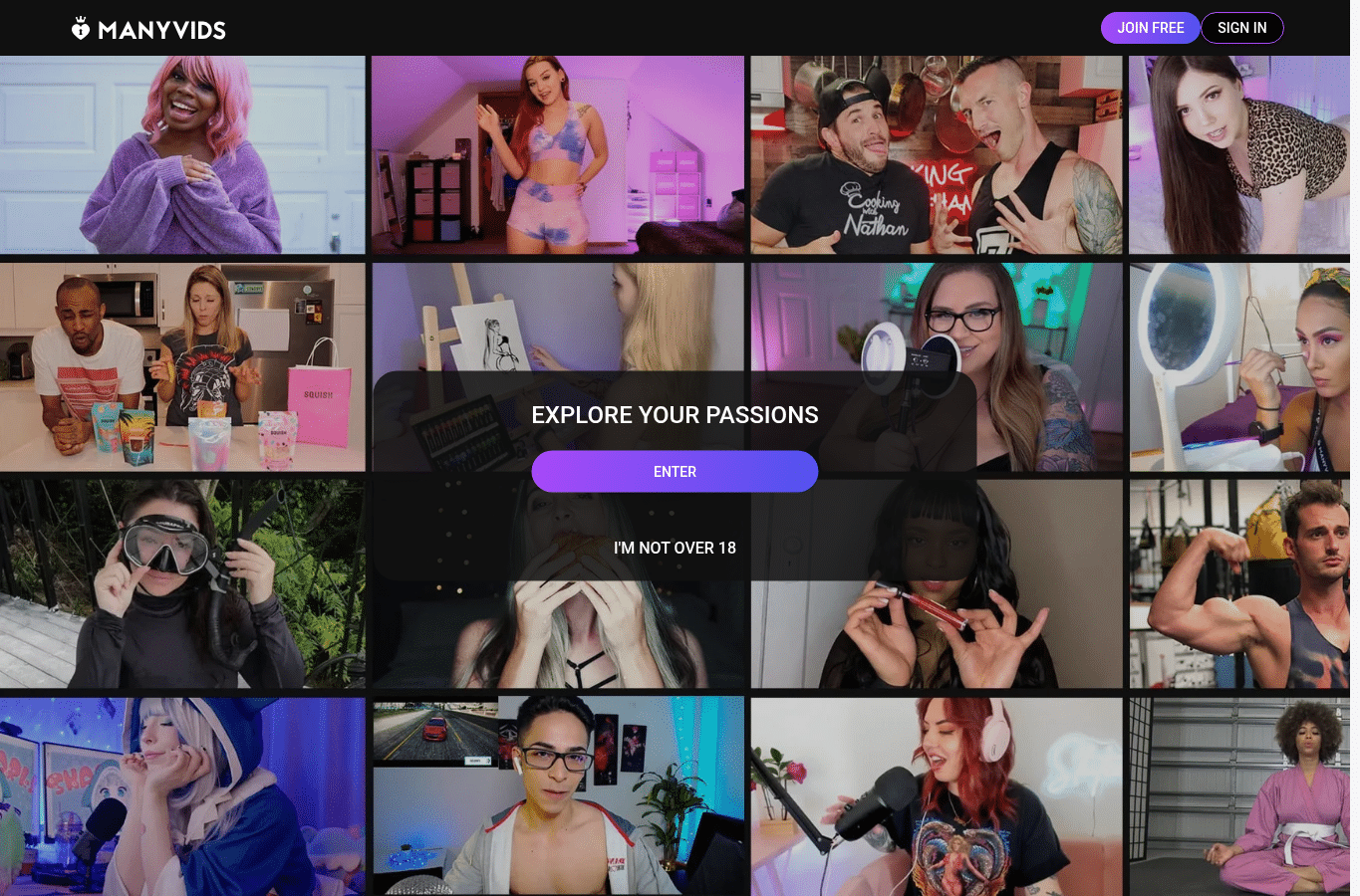 Capture d'écran de manyvids.com