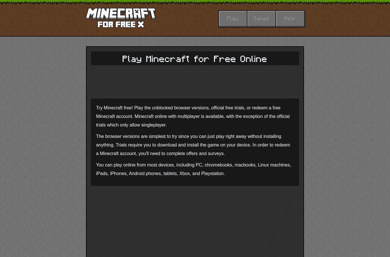 Capture d'écran de minecraftforfreex.com
