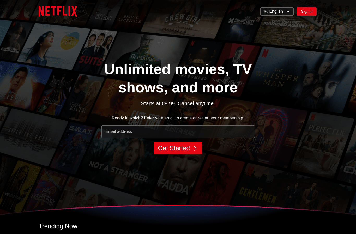 Capture d'écran de netflix.com