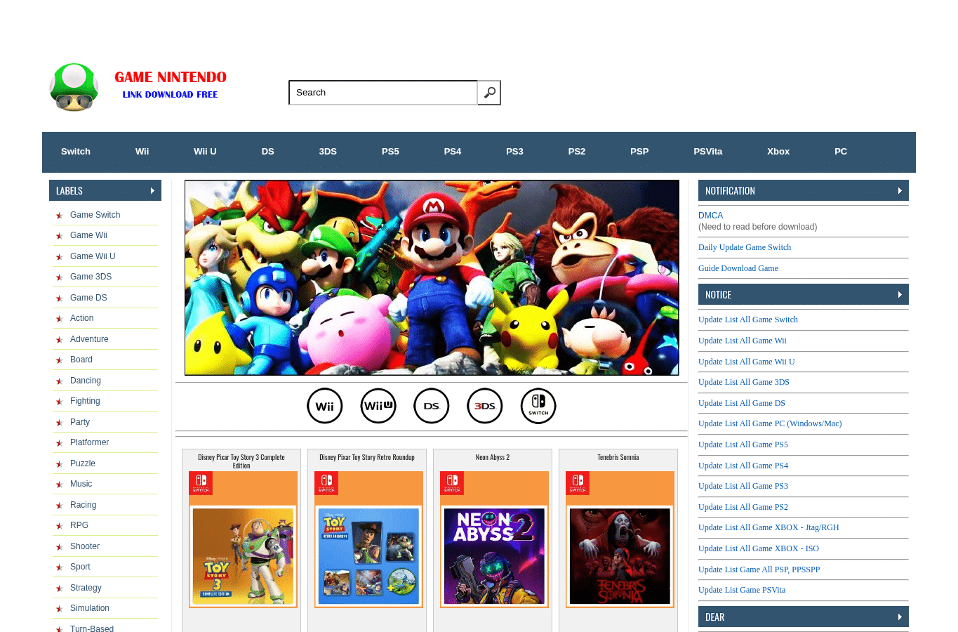 Capture d'écran de nswgame.com