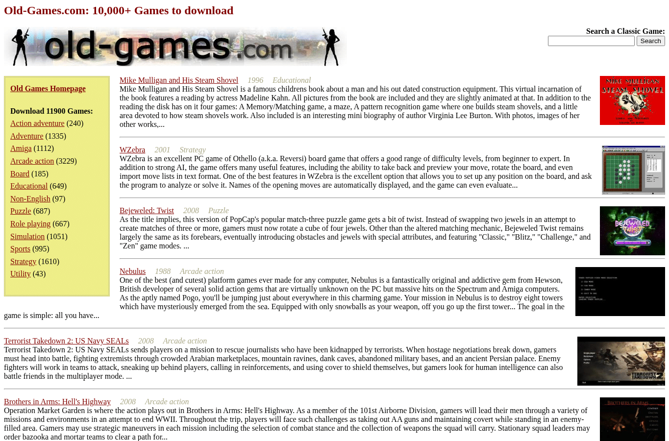 Capture d'écran de old-games.com