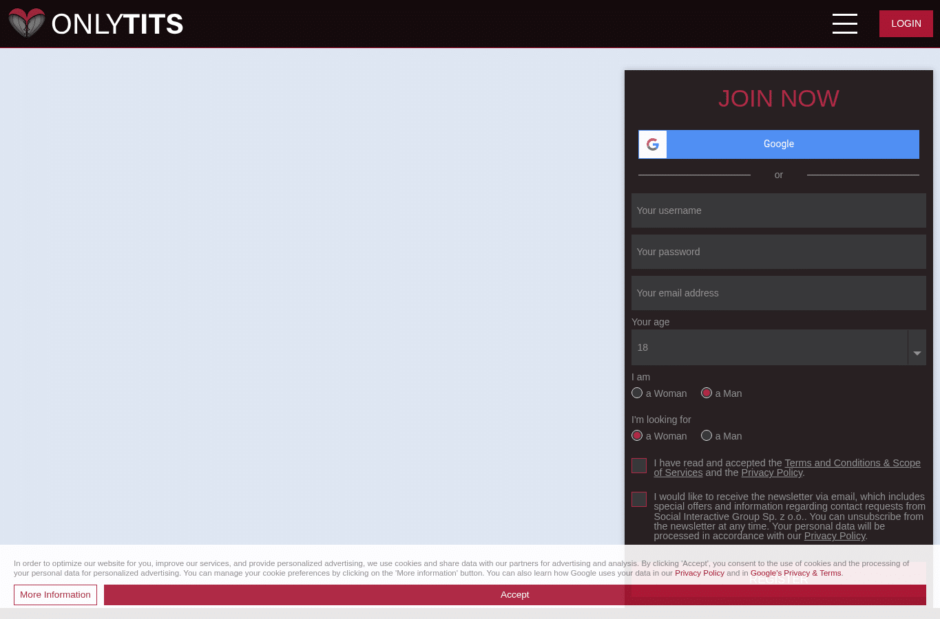 Capture d'écran de onlytits.com