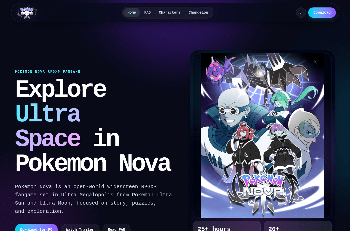 Capture d'écran de pokemonnova.com