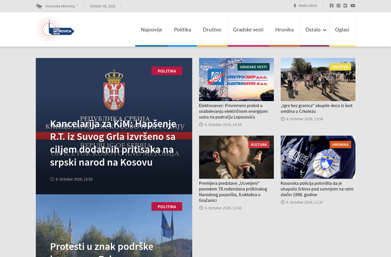 Capture d'écran de radiomitrovicasever.com