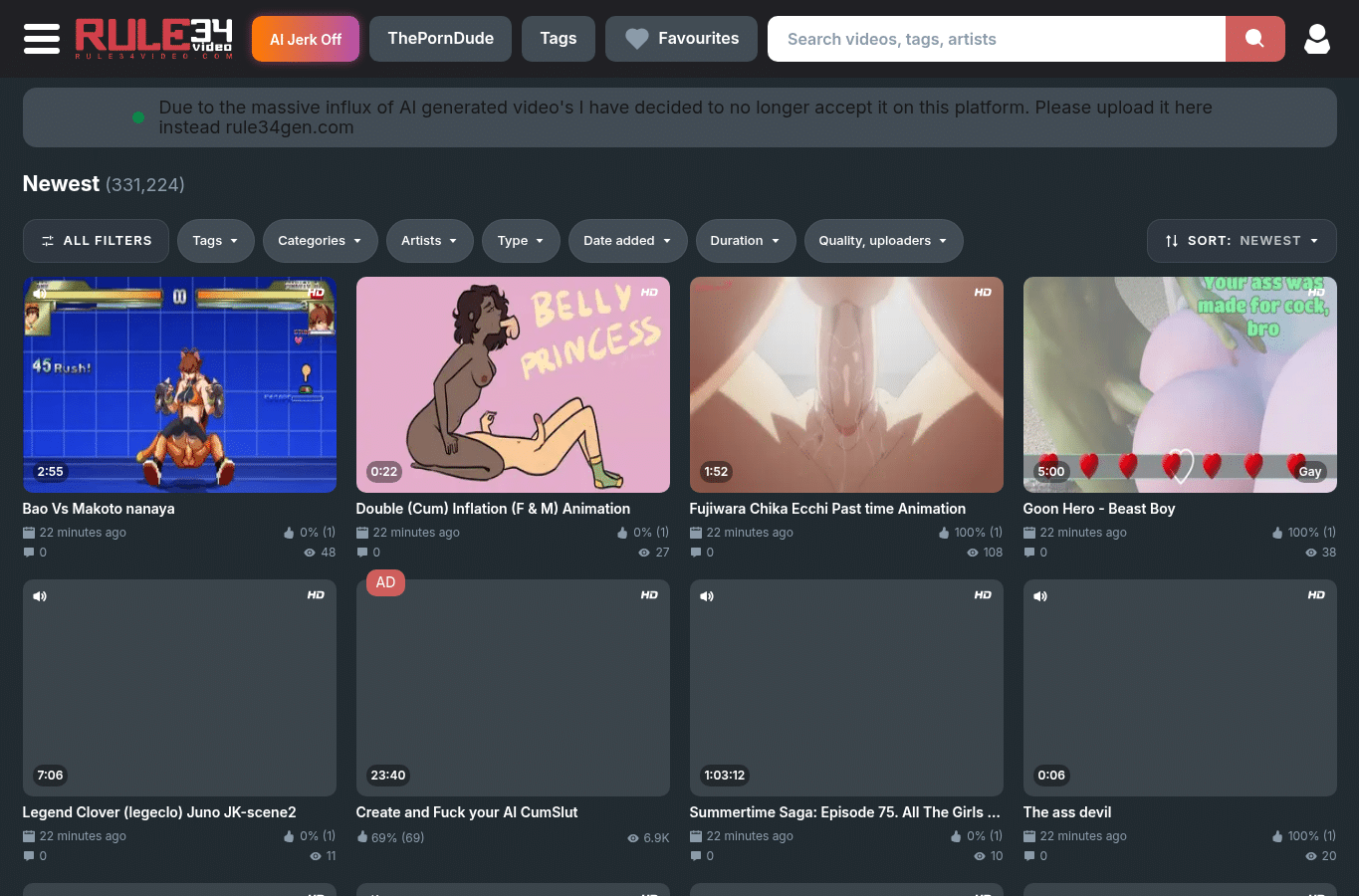 Capture d'écran de rule34video.com