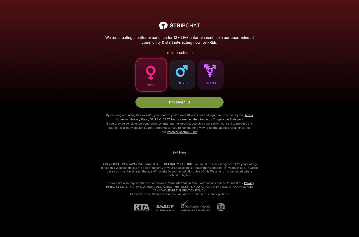 Capture d'écran de stripchat.com
