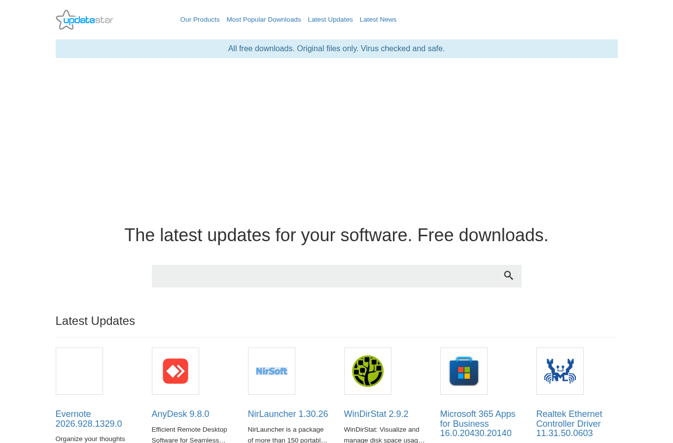 Capture d'écran de updatestar.com