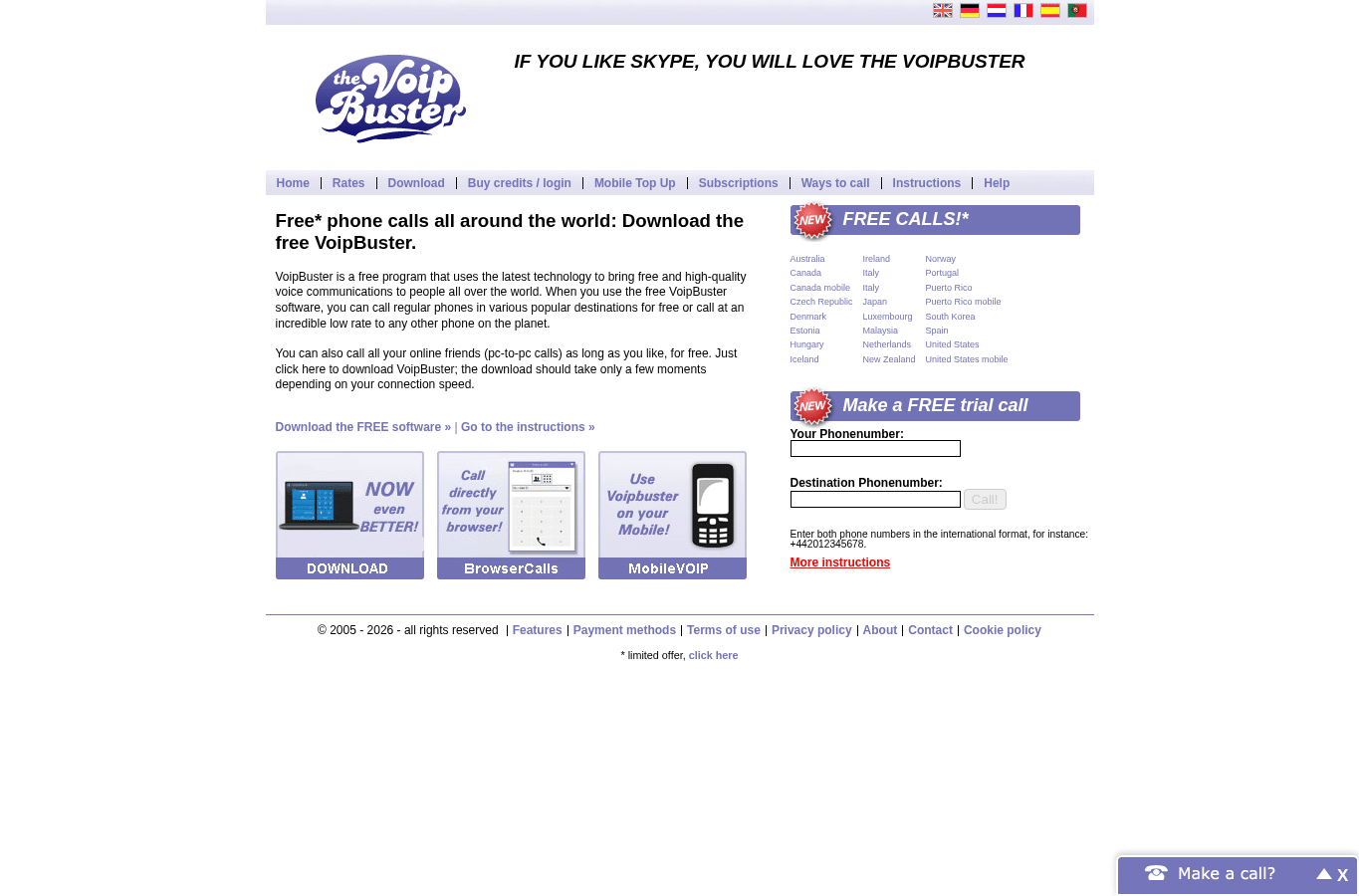 Capture d'écran de voipbuster.com