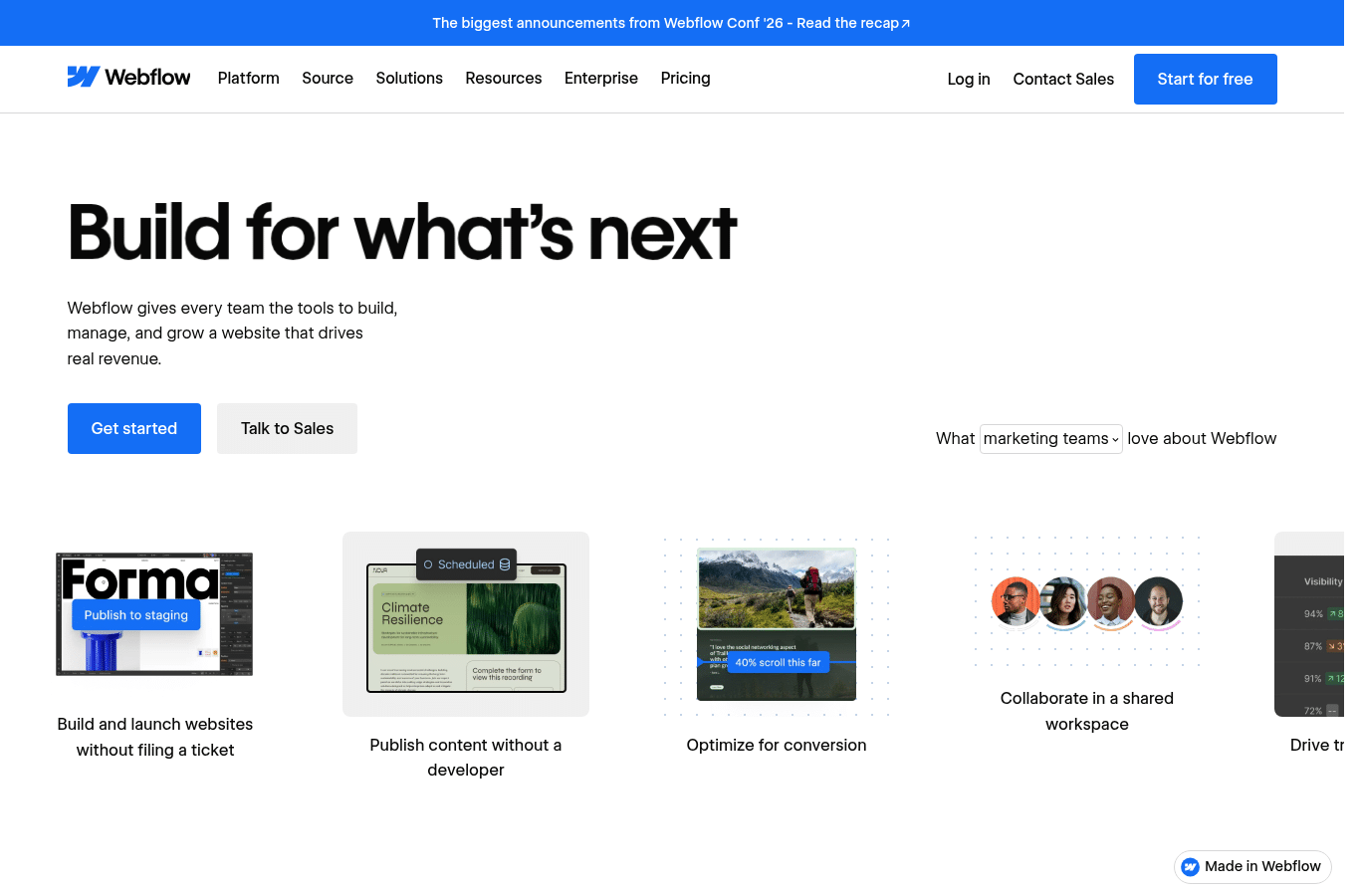 Capture d'écran de webflow.io