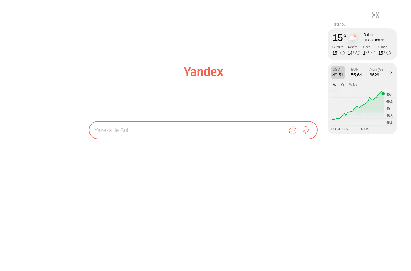 Capture d'écran de yandex.com.tr